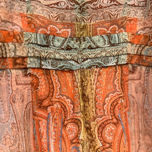 Soho Apparel Boho Maxi Dress Size 8 Orange Paisley Sleeveless - Picture 8 of 13